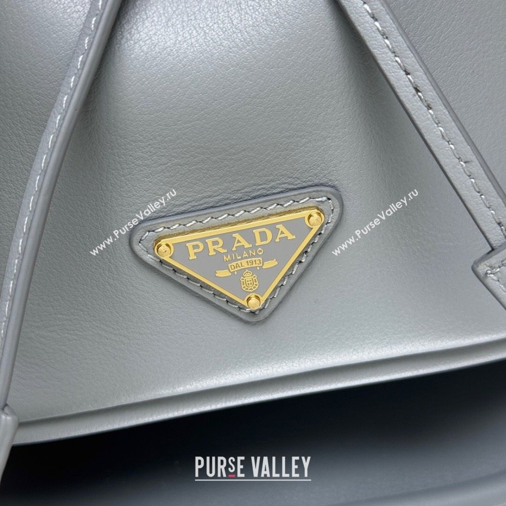 Prada Leather mini bucket bag 1BE067 Opaline Blue 2025 (YZ-250407039)