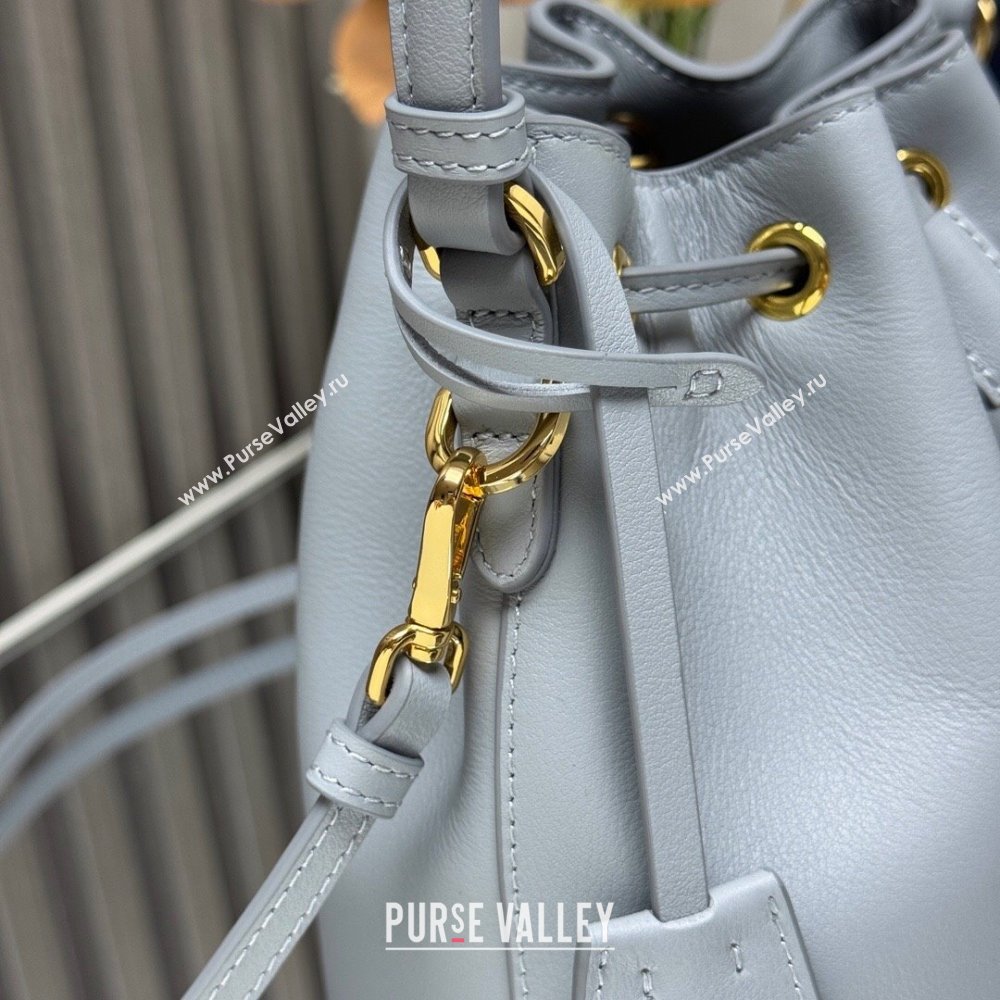 Prada Leather mini bucket bag 1BE067 Opaline Blue 2025 (YZ-250407039)