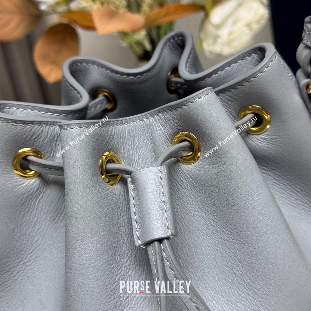 Prada Leather mini bucket bag 1BE067 Opaline Blue 2025 (YZ-250407039)