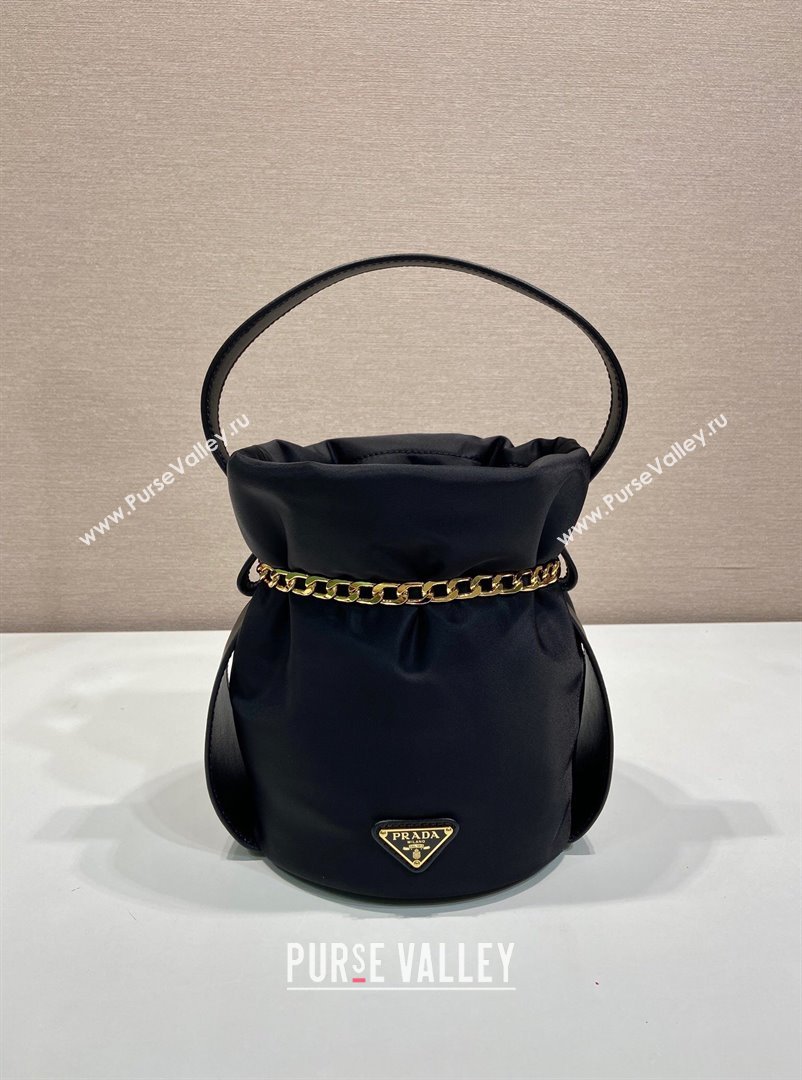 Prada Petit Sac Noir mini nylon bucket bag Black 2025 1BE088 (YZ-251122004)