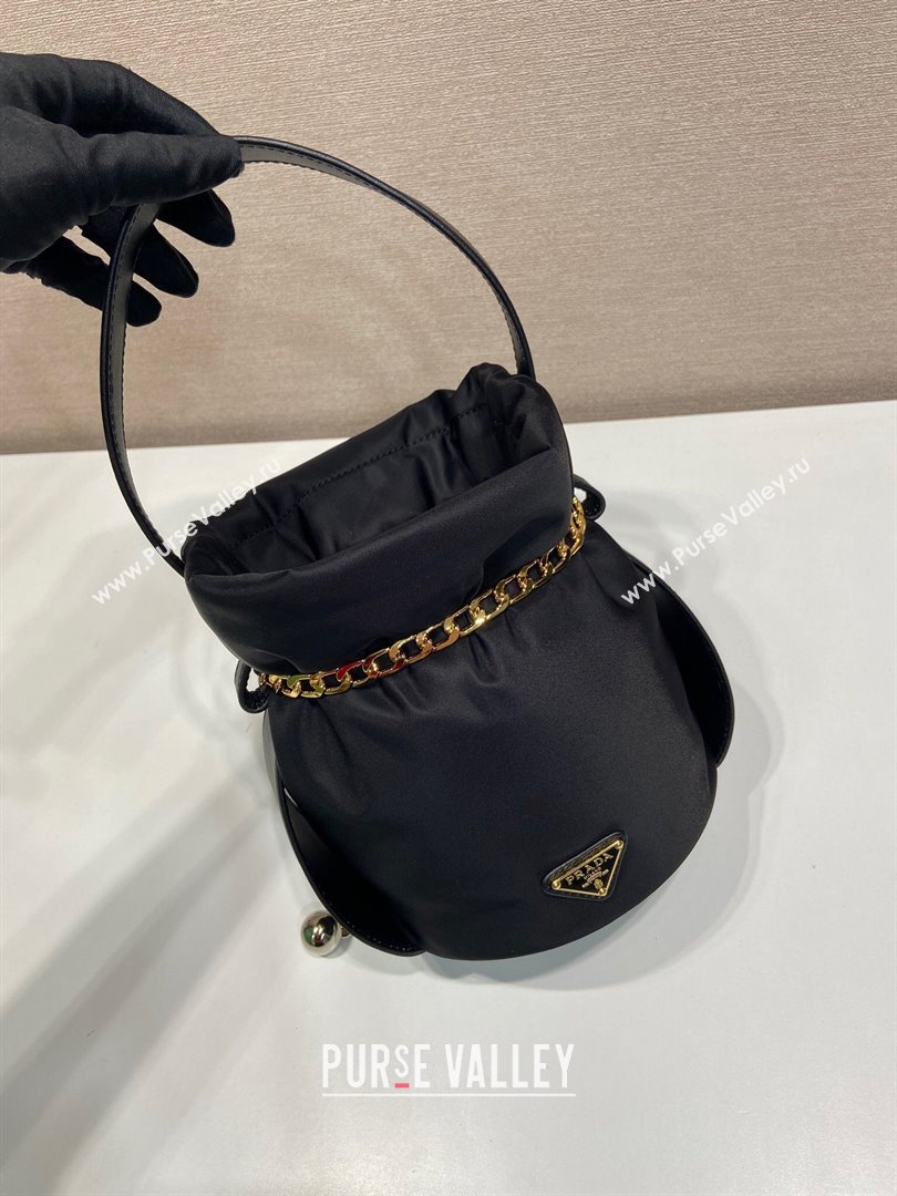 Prada Petit Sac Noir mini nylon bucket bag Black 2025 1BE088 (YZ-251122004)