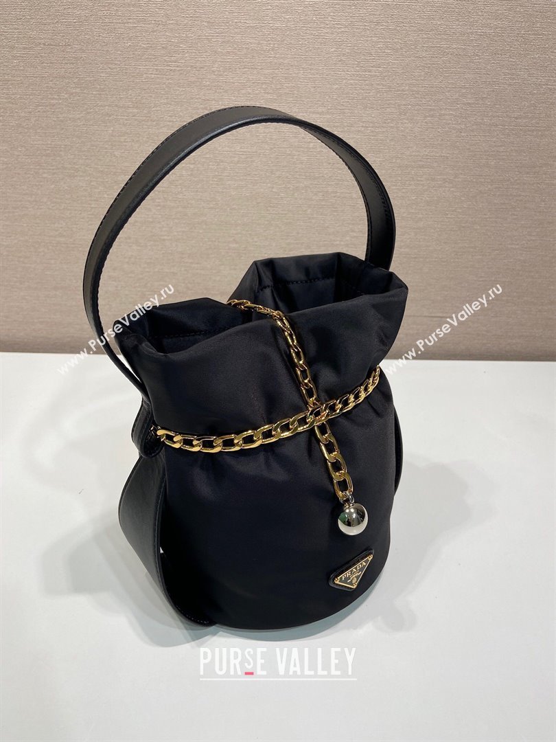 Prada Petit Sac Noir mini nylon bucket bag Black 2025 1BE088 (YZ-251122004)