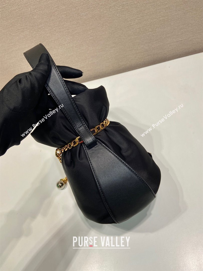 Prada Petit Sac Noir mini nylon bucket bag Black 2025 1BE088 (YZ-251122004)