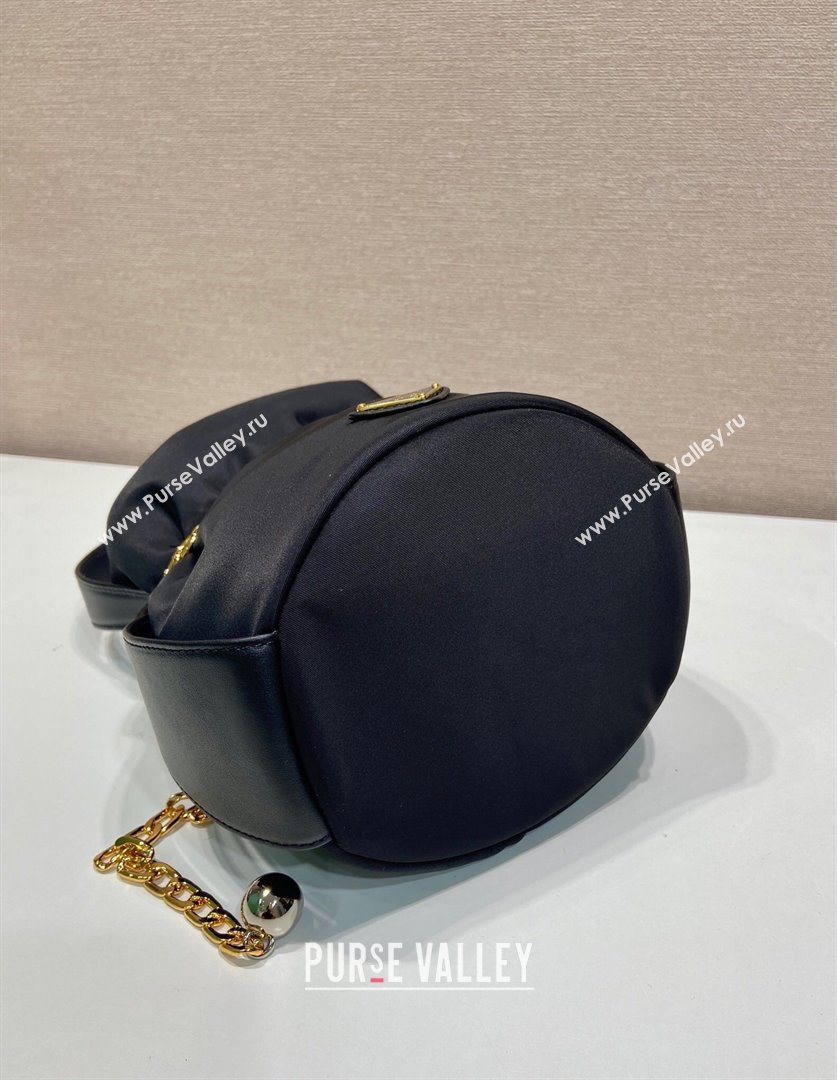 Prada Petit Sac Noir mini nylon bucket bag Black 2025 1BE088 (YZ-251122004)