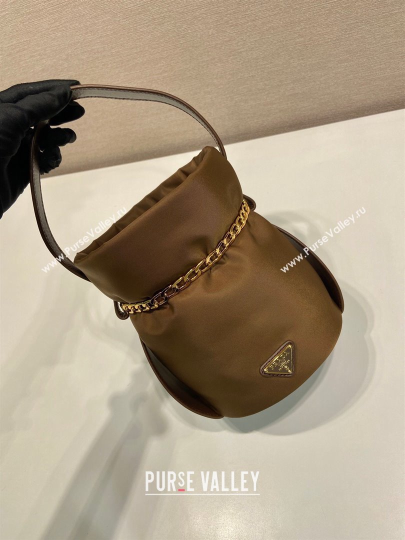 Prada Petit Sac Noir mini nylon bucket bag Brown 2025 1BE088 (YZ-251122003)