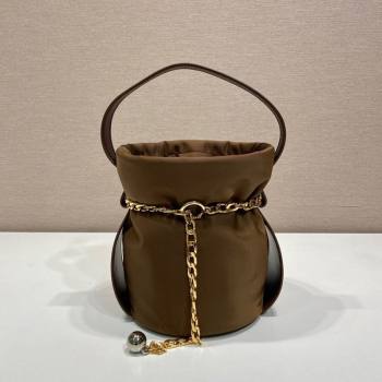 Prada Petit Sac Noir mini nylon bucket bag Brown 2025 1BE088 (YZ-251122003)