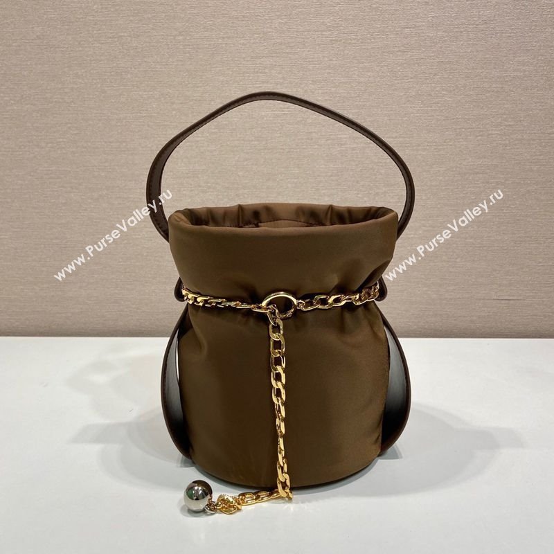 Prada Petit Sac Noir mini nylon bucket bag Brown 2025 1BE088 (YZ-251122003)