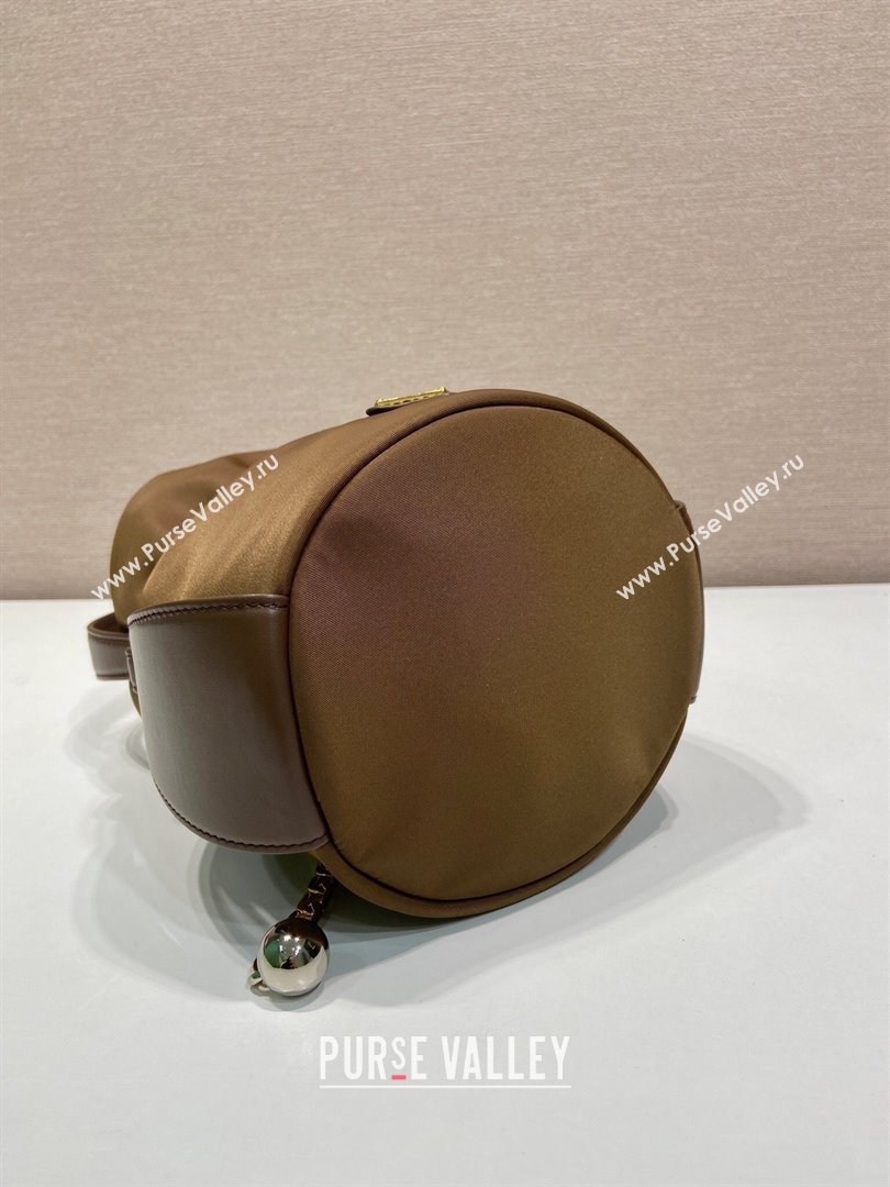 Prada Petit Sac Noir mini nylon bucket bag Brown 2025 1BE088 (YZ-251122003)