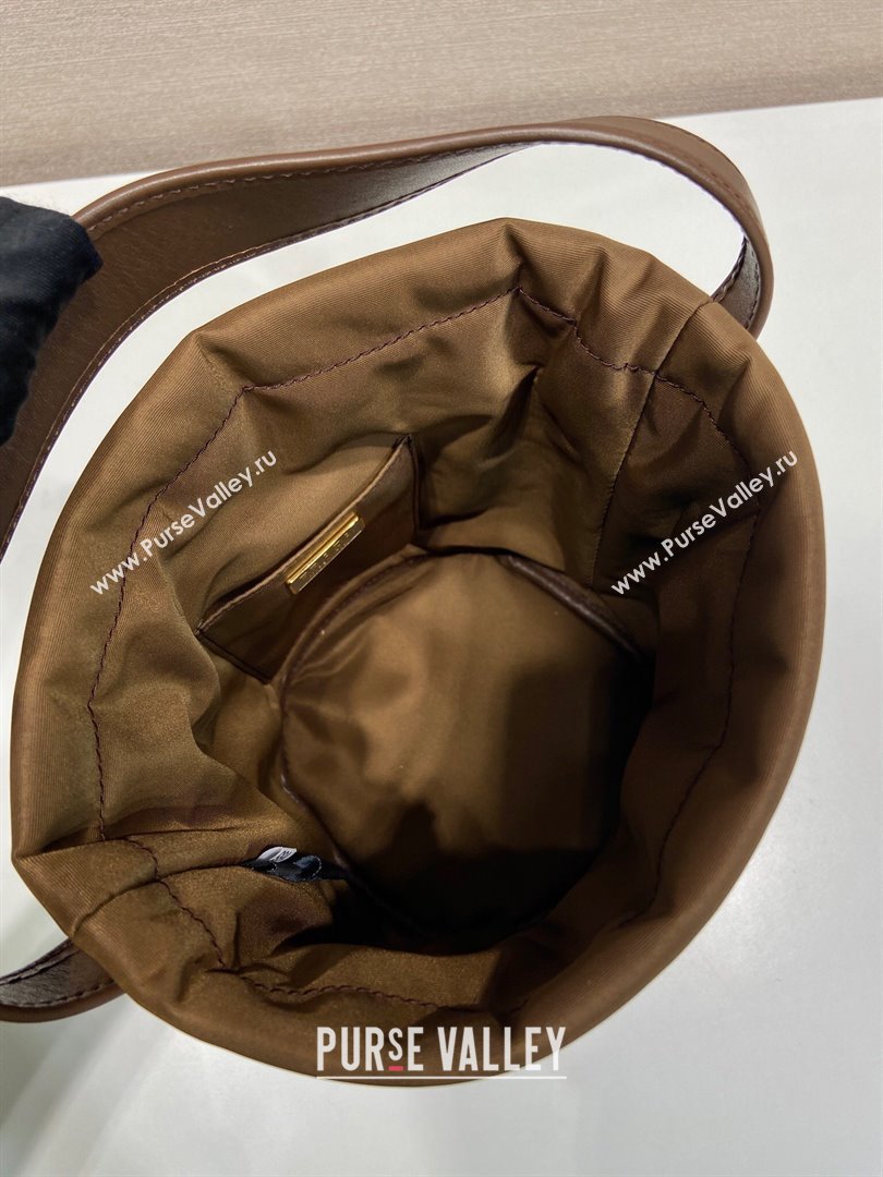 Prada Petit Sac Noir mini nylon bucket bag Brown 2025 1BE088 (YZ-251122003)