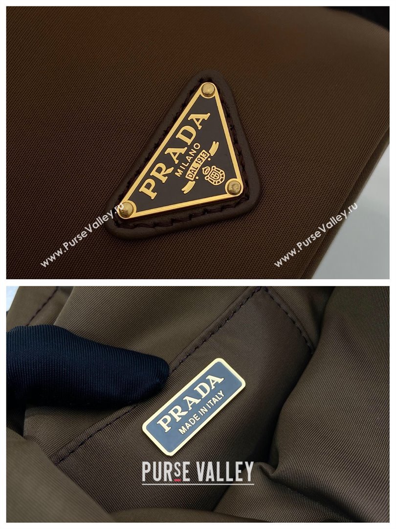 Prada Petit Sac Noir mini nylon bucket bag Brown 2025 1BE088 (YZ-251122003)
