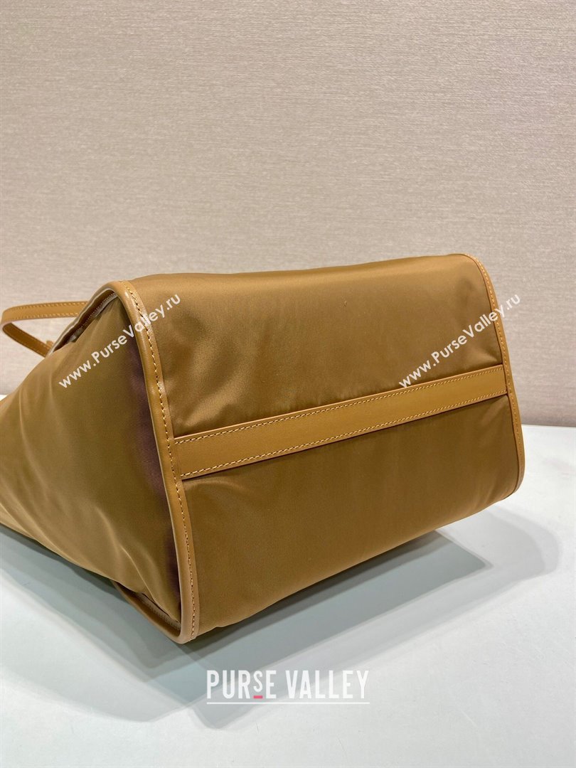 Prada Large Re-Nylon and leather tote bag 1BG561 Brandy Brown 2025 (YZ-250808061)