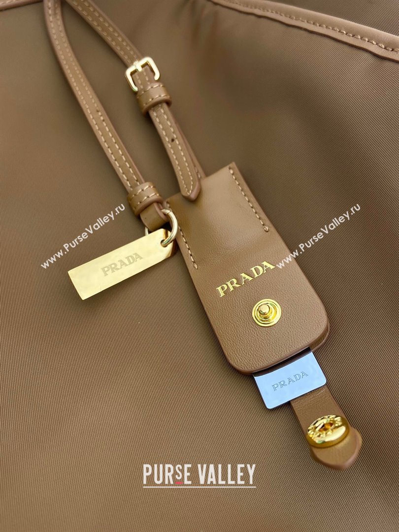 Prada Large Re-Nylon and leather tote bag 1BG561 Brandy Brown 2025 (YZ-250808061)