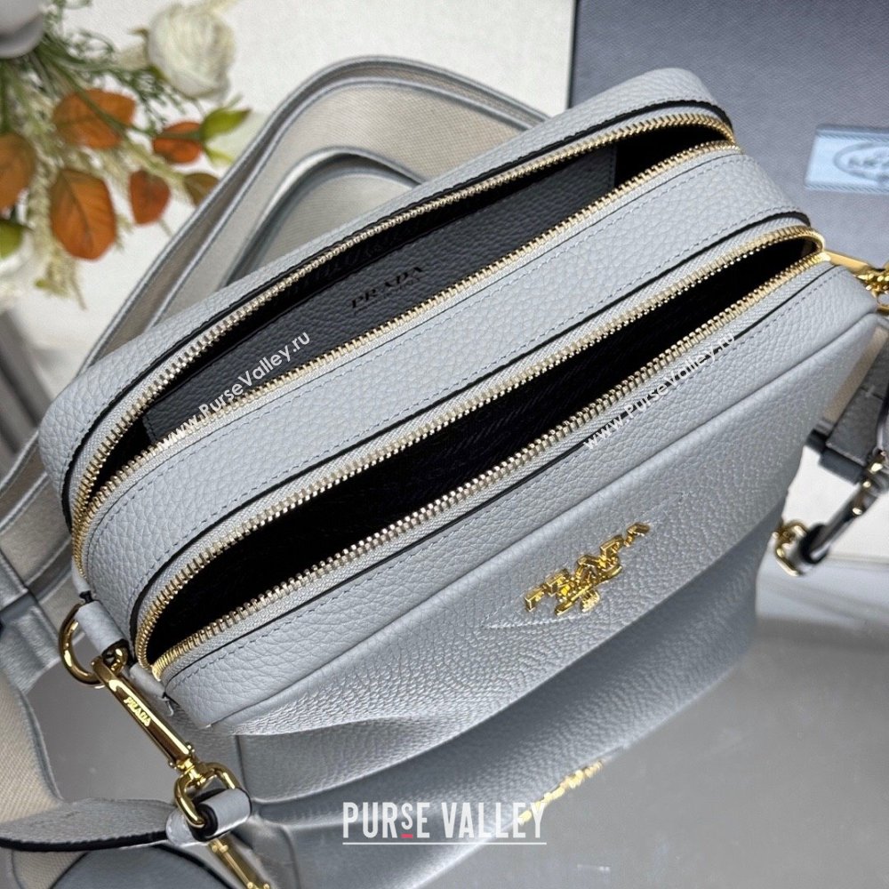 Prada Small leather shoulder bag 1BH082 Light Grey 2025 (YZ-250521003)