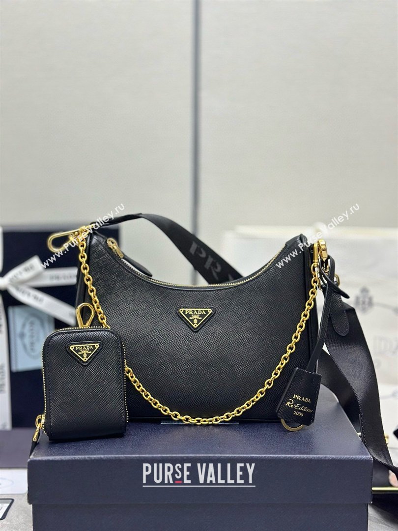 Prada Re-Edition 2005 Saffiano leather bag Black/Gold 2026 1BH204 (YZ-260410092)