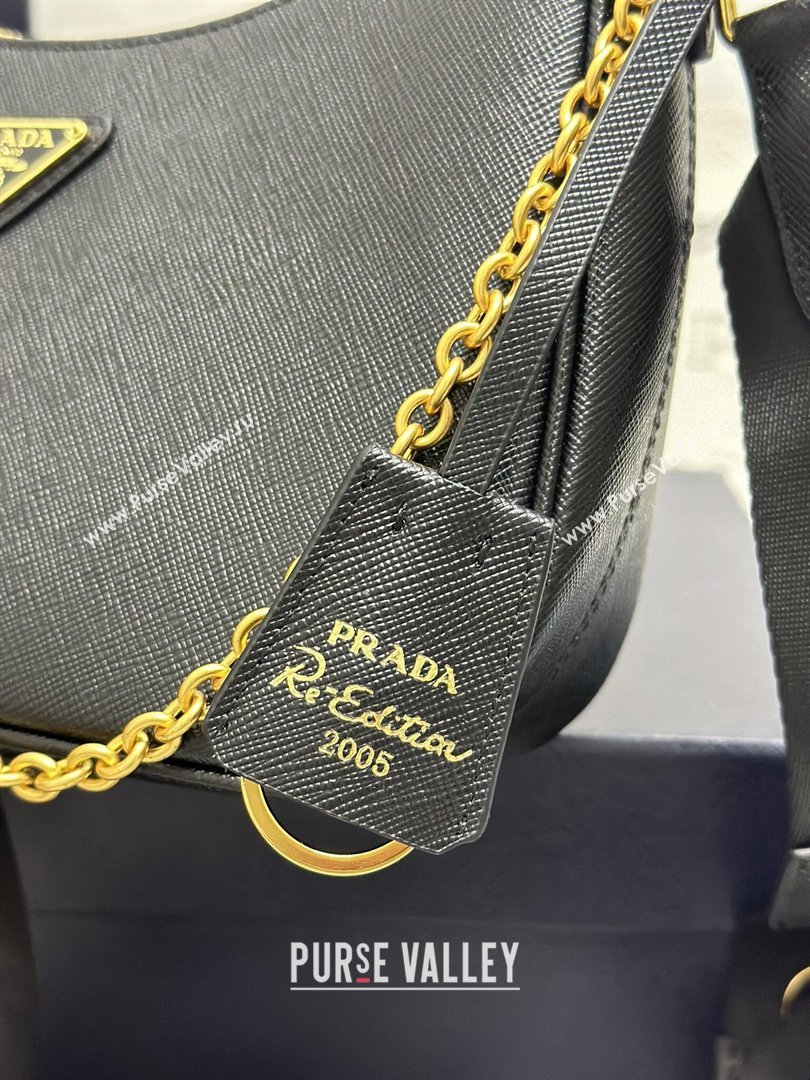 Prada Re-Edition 2005 Saffiano leather bag Black/Gold 2026 1BH204 (YZ-260410092)