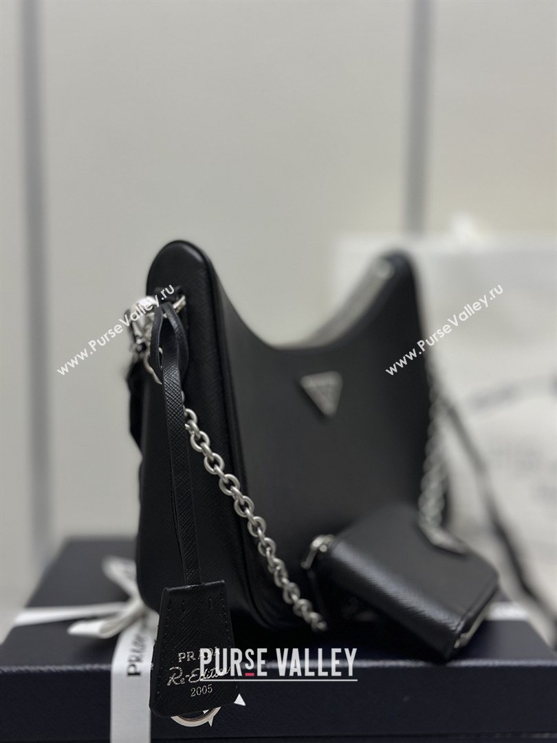 Prada Re-Edition 2005 Saffiano leather bag Black/Silver 2026 1BH204 (YZ-260410094)