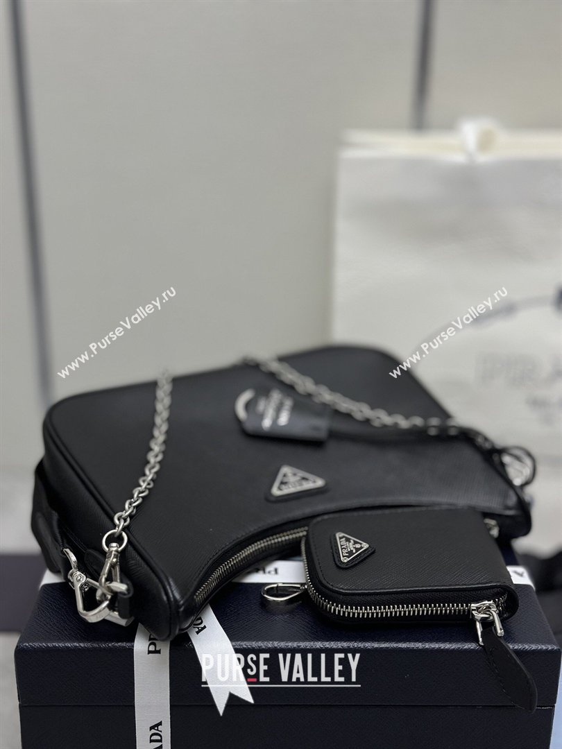 Prada Re-Edition 2005 Saffiano leather bag Black/Silver 2026 1BH204 (YZ-260410094)