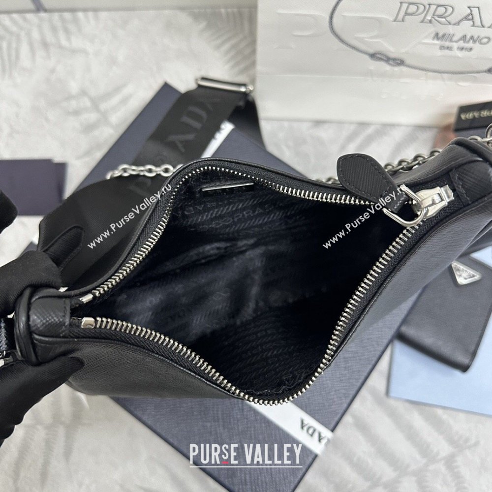 Prada Re-Edition 2005 Saffiano leather bag Black/Silver 2026 1BH204 (YZ-260410094)