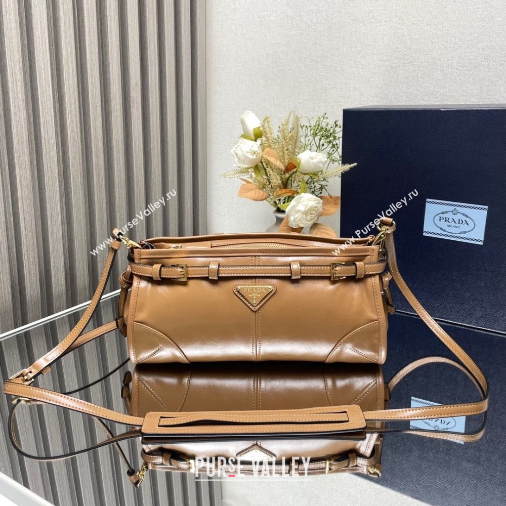 Prada Bonnie small leather shoulder bag Brown 2025 1BH215 (YZ-250521054)