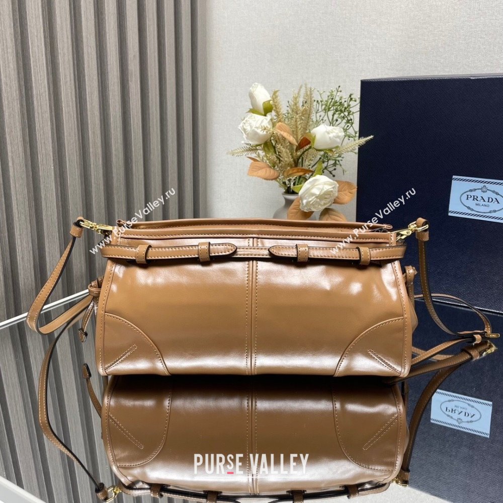 Prada Bonnie small leather shoulder bag Brown 2025 1BH215 (YZ-250521054)