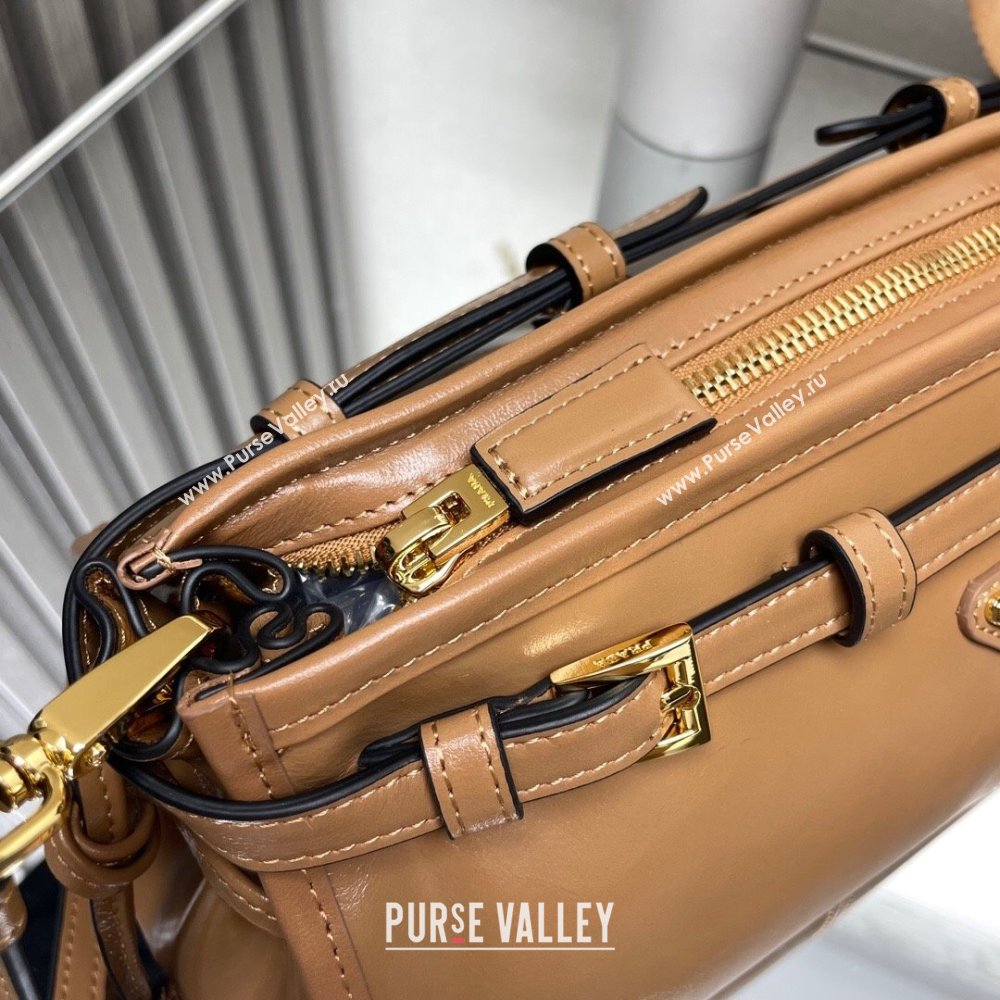 Prada Bonnie small leather shoulder bag Brown 2025 1BH215 (YZ-250521054)