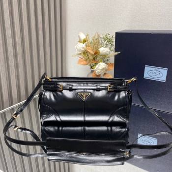 Prada Bonnie small leather shoulder bag Black 2025 1BH215 (YZ-250521055)