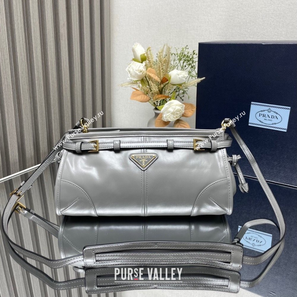 Prada Bonnie small leather shoulder bag Grey 2025 1BH215 (YZ-250521053)