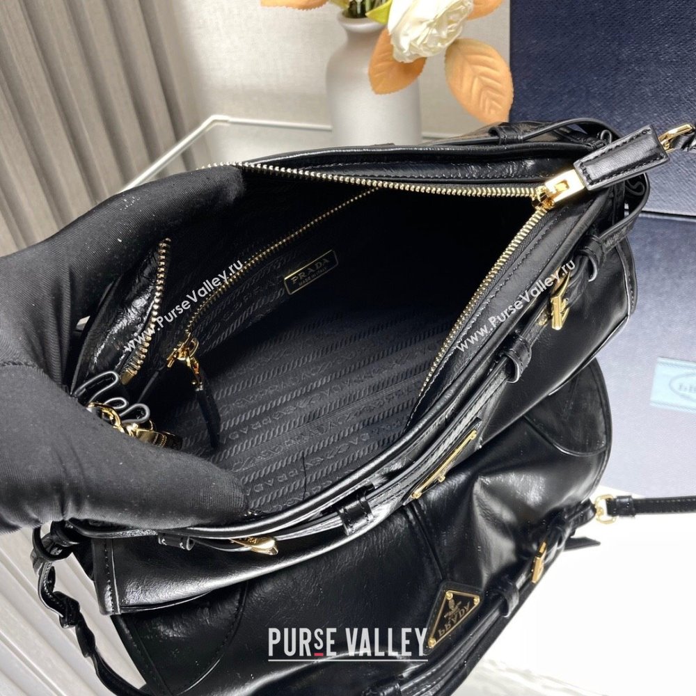 Prada Bonnie small leather shoulder bag Black 2025 1BH215 (YZ-250521055)