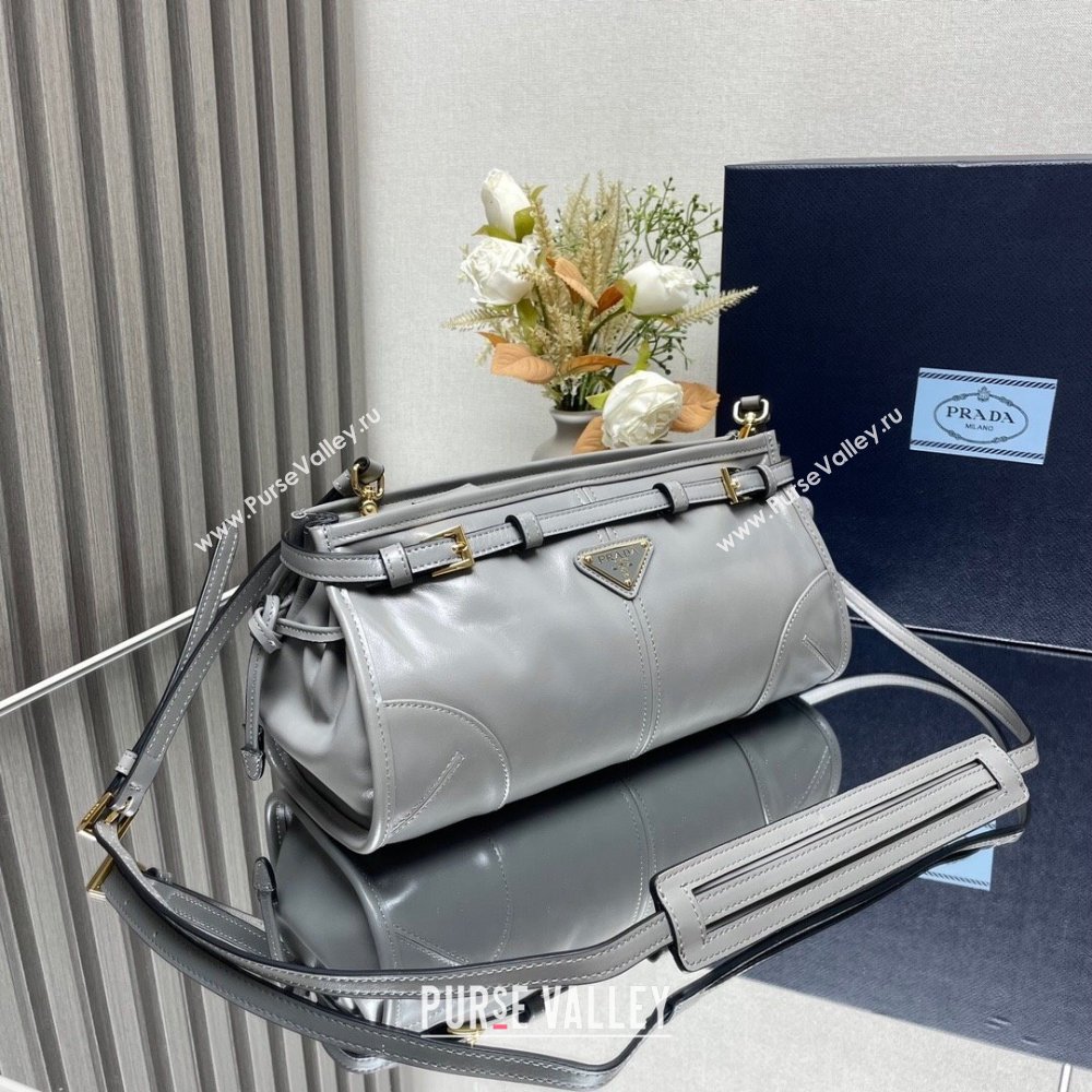 Prada Bonnie small leather shoulder bag Grey 2025 1BH215 (YZ-250521053)