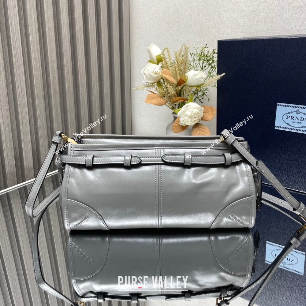 Prada Bonnie small leather shoulder bag Grey 2025 1BH215 (YZ-250521053)