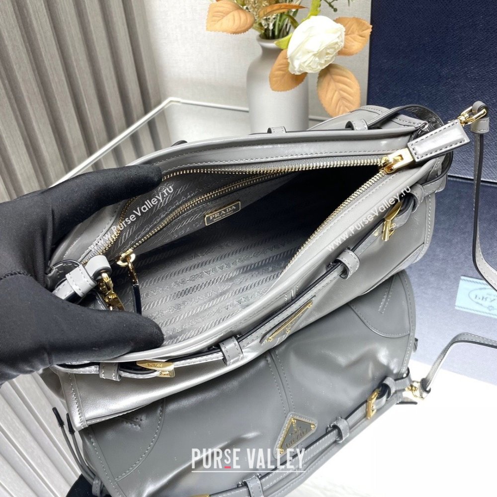 Prada Bonnie small leather shoulder bag Grey 2025 1BH215 (YZ-250521053)