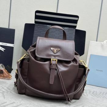 Prada Explore medium nappa leather backpack bag Burgundy 2026 1BZ080 (YZ-260410084)