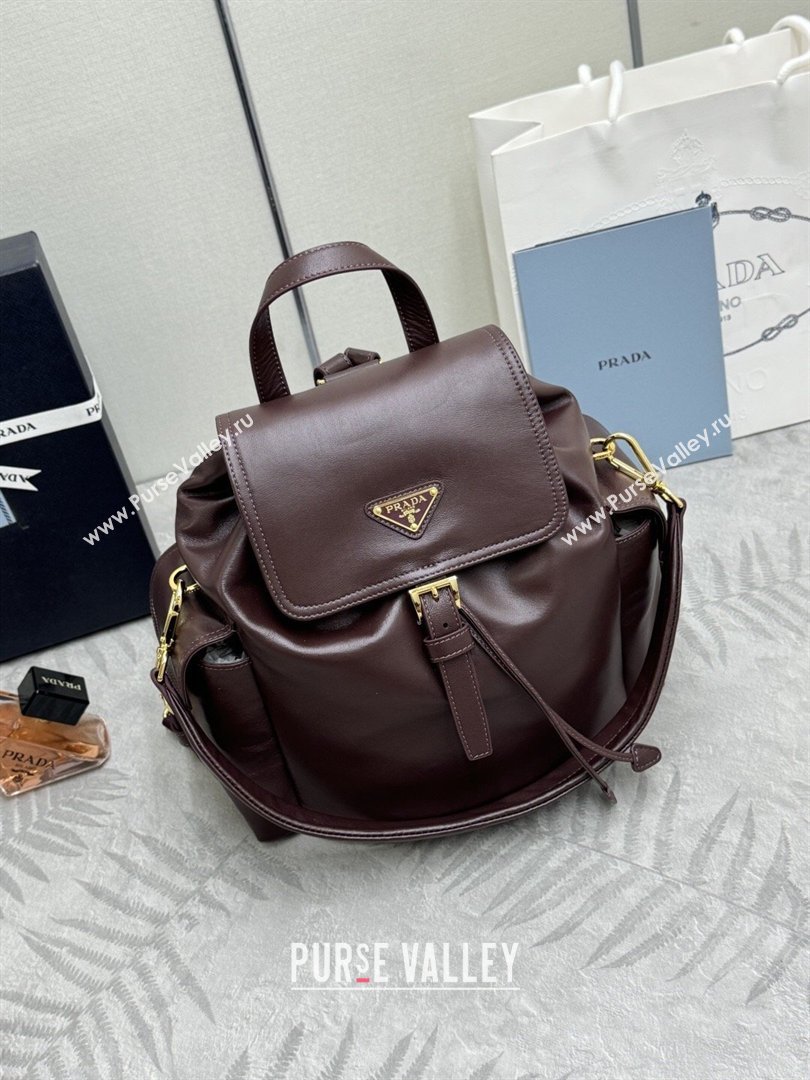 Prada Explore medium nappa leather backpack bag Burgundy 2026 1BZ080 (YZ-260410084)