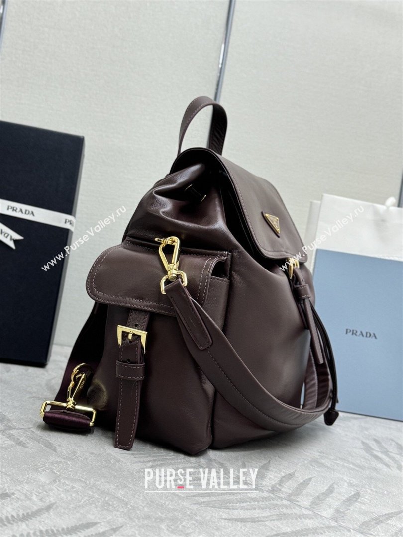 Prada Explore medium nappa leather backpack bag Burgundy 2026 1BZ080 (YZ-260410084)