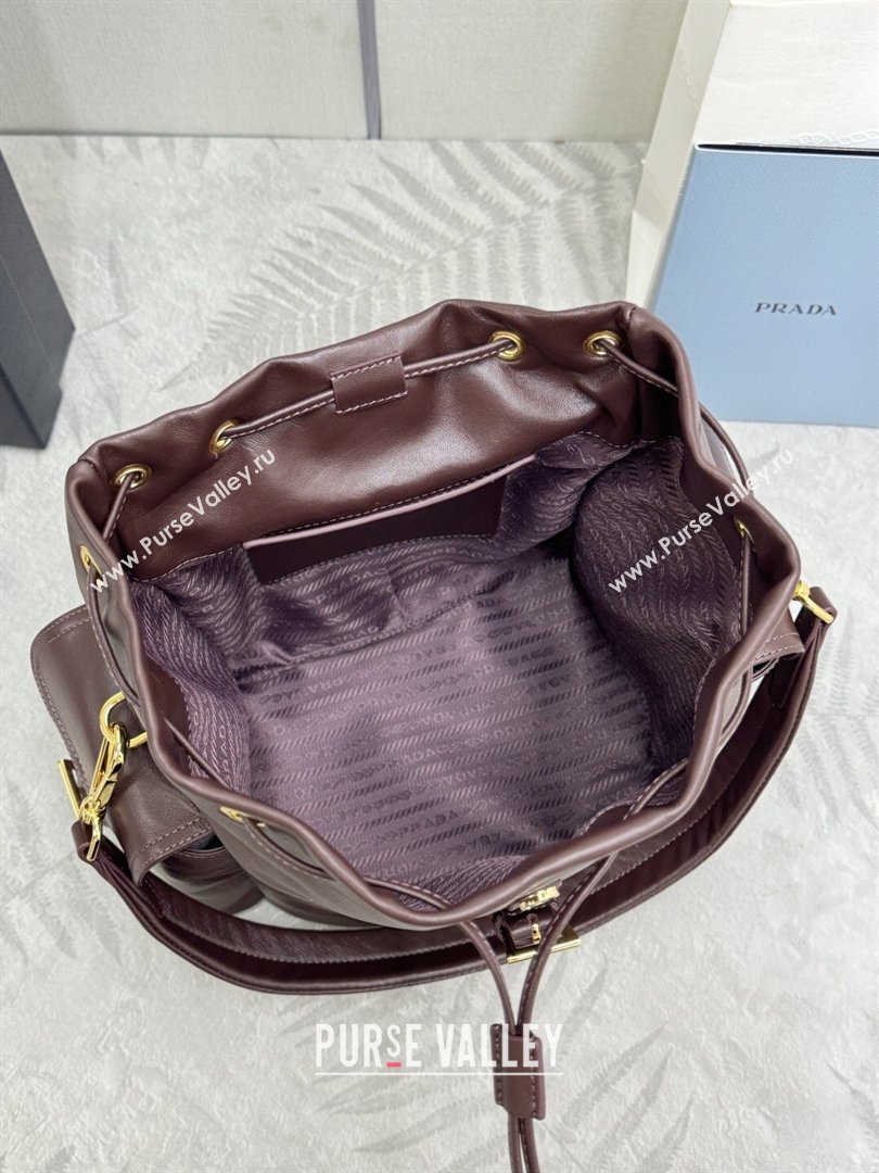 Prada Explore medium nappa leather backpack bag Burgundy 2026 1BZ080 (YZ-260410084)