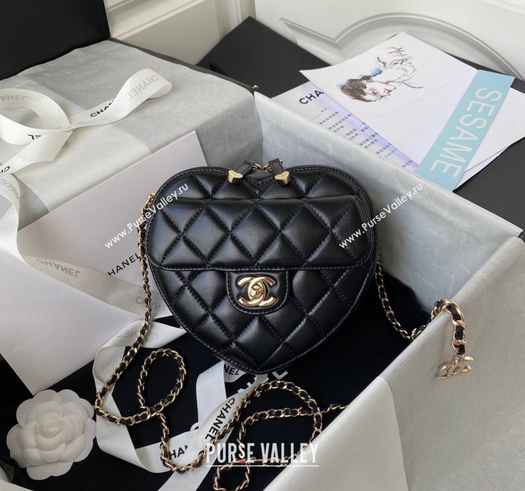 Chanel Love Leather Heart-Shaped Mini Bag AS2927 Black 2021 (SSZ-21112655)