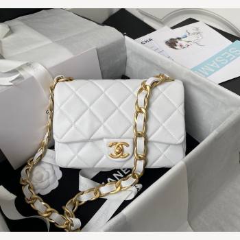 Chanel Lambskin Classic Flap Bag with Chain Strap White 2021 (SSZ-21112664)