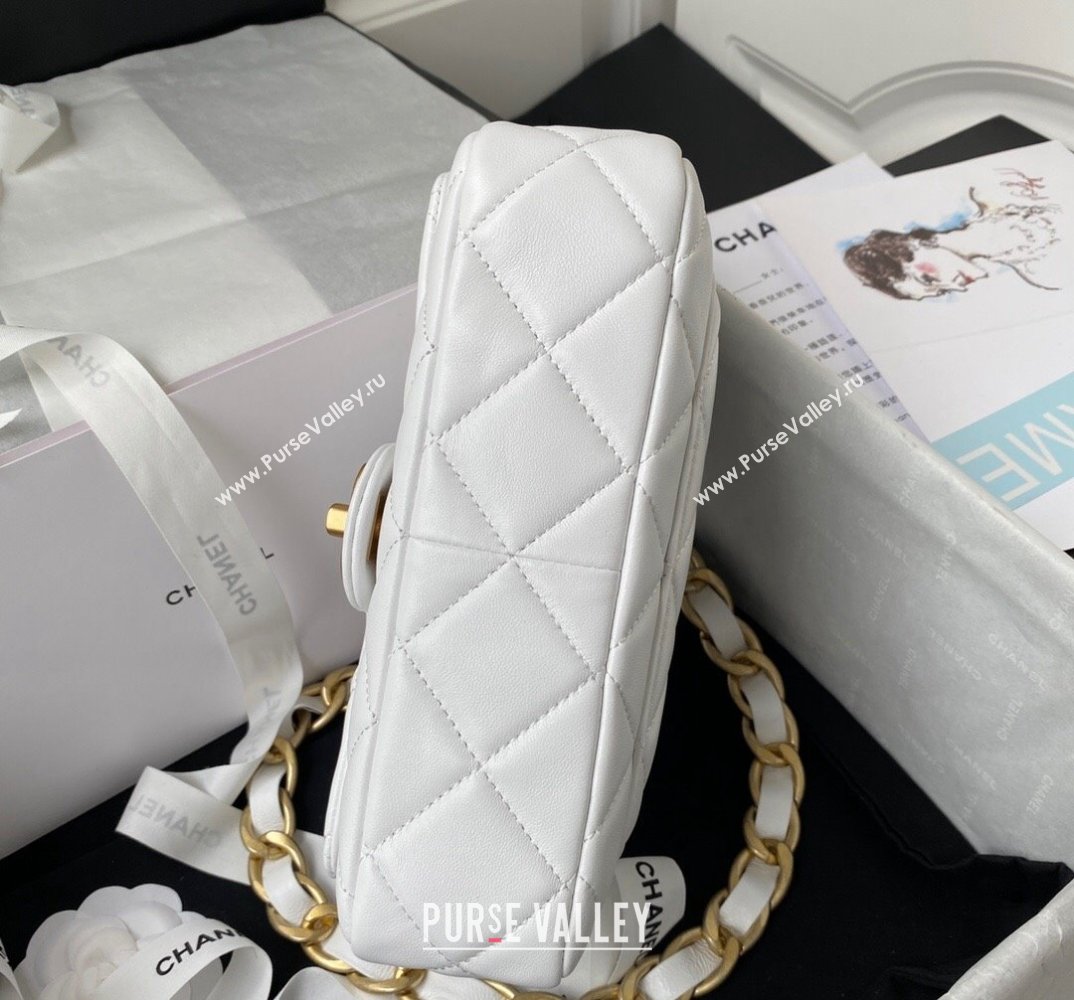 Chanel Lambskin Classic Flap Bag with Chain Strap White 2021 (SSZ-21112664)