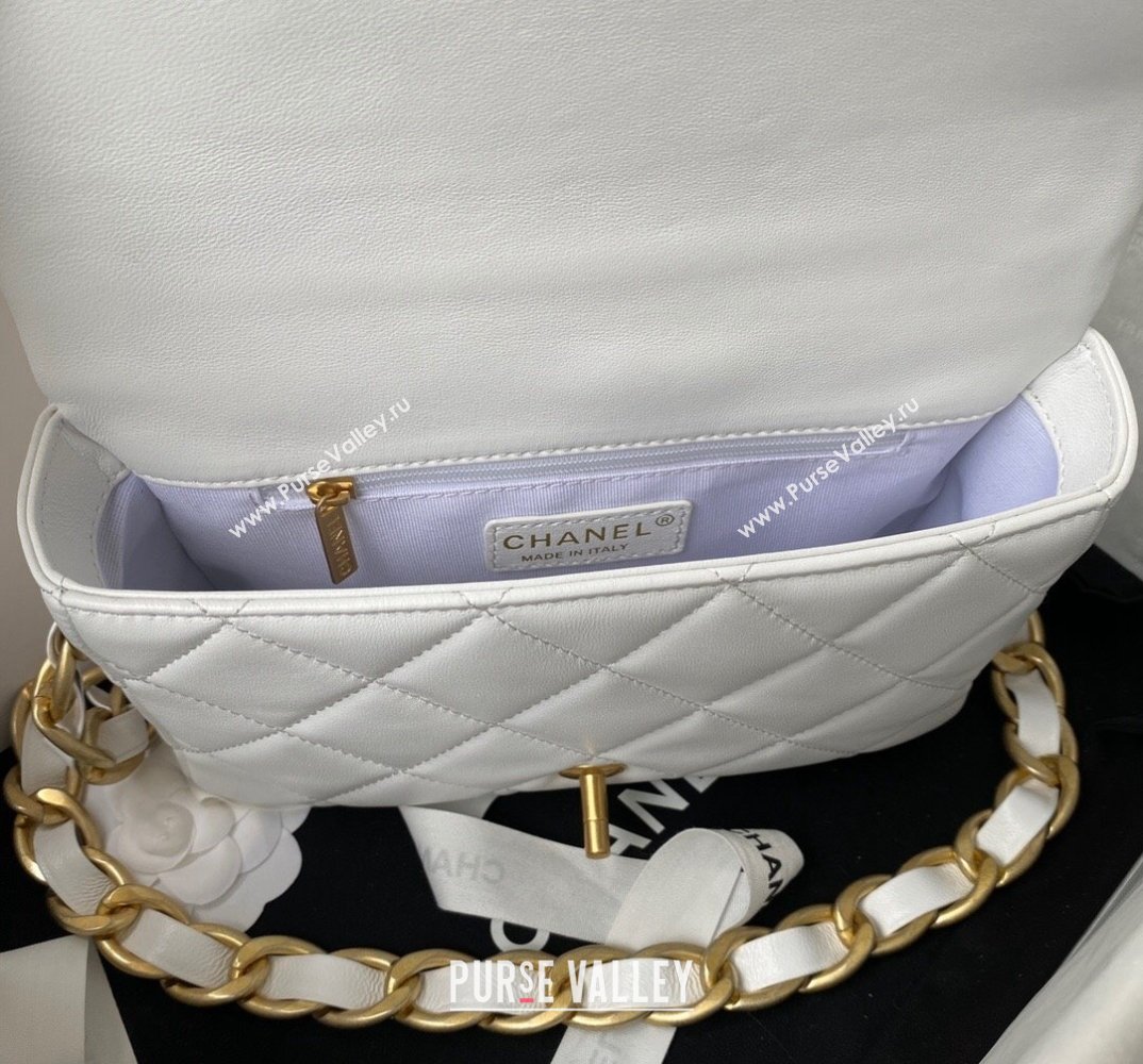 Chanel Lambskin Classic Flap Bag with Chain Strap White 2021 (SSZ-21112664)