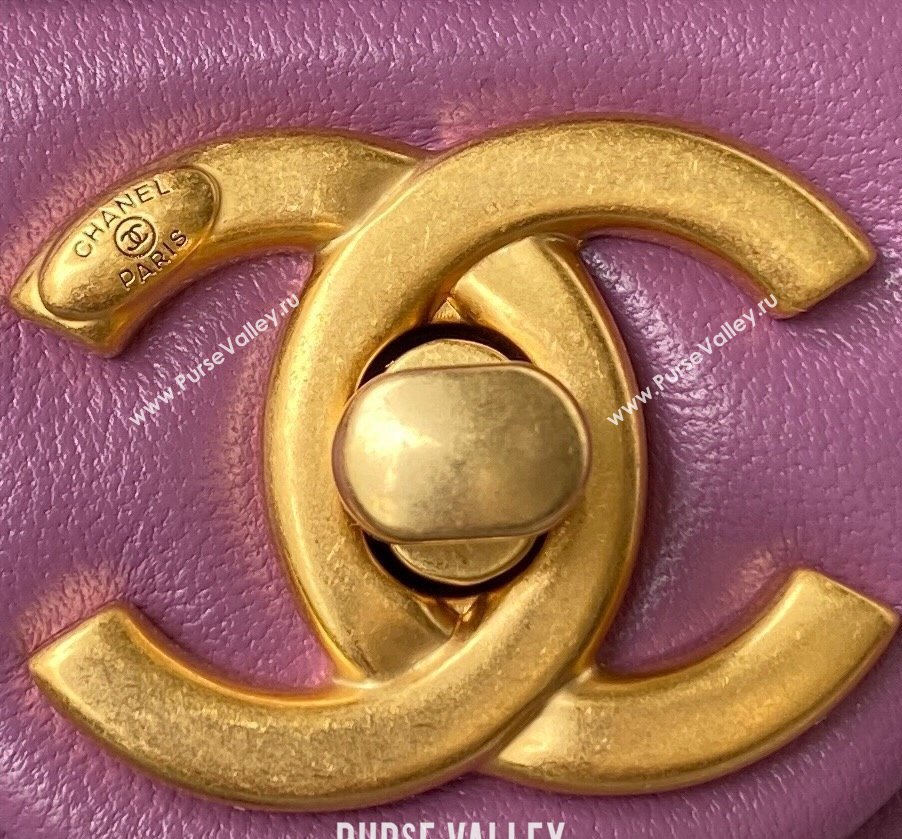 Chanel Lambskin Classic Flap Bag with Chain Strap Purple 2021 (SSZ-21112665)