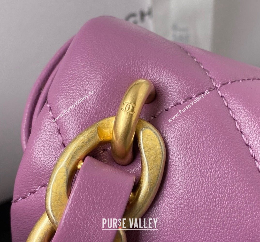 Chanel Lambskin Classic Flap Bag with Chain Strap Purple 2021 (SSZ-21112665)