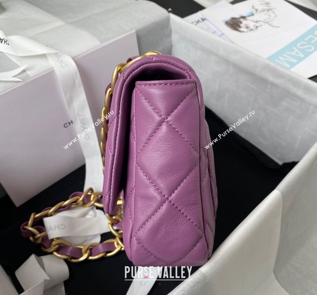 Chanel Lambskin Classic Flap Bag with Chain Strap Purple 2021 (SSZ-21112665)