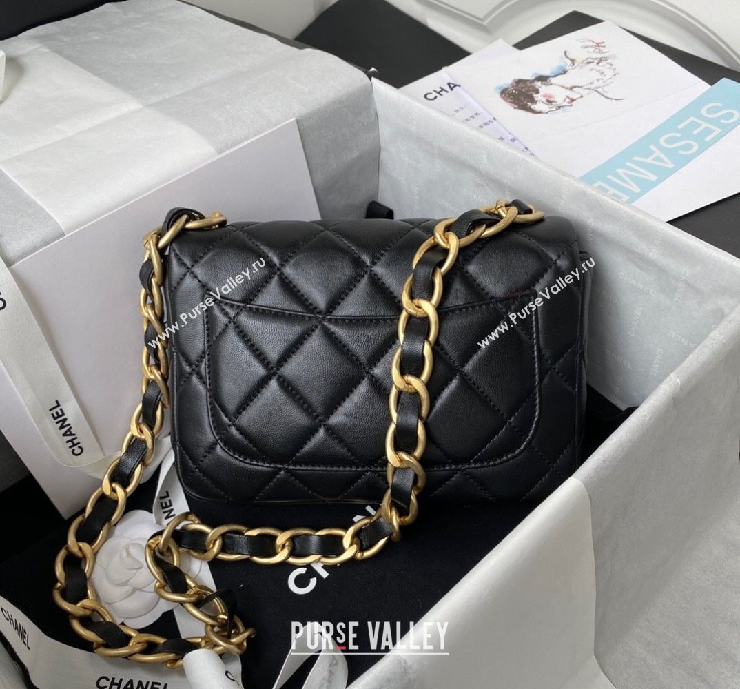Chanel Lambskin Classic Flap Bag with Chain Strap Black 2021 (SSZ-21112666)