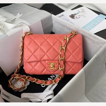 Chanel Lambskin Classic Flap Bag with Chain Strap Coral Pink 2021 (SSZ-21112662)
