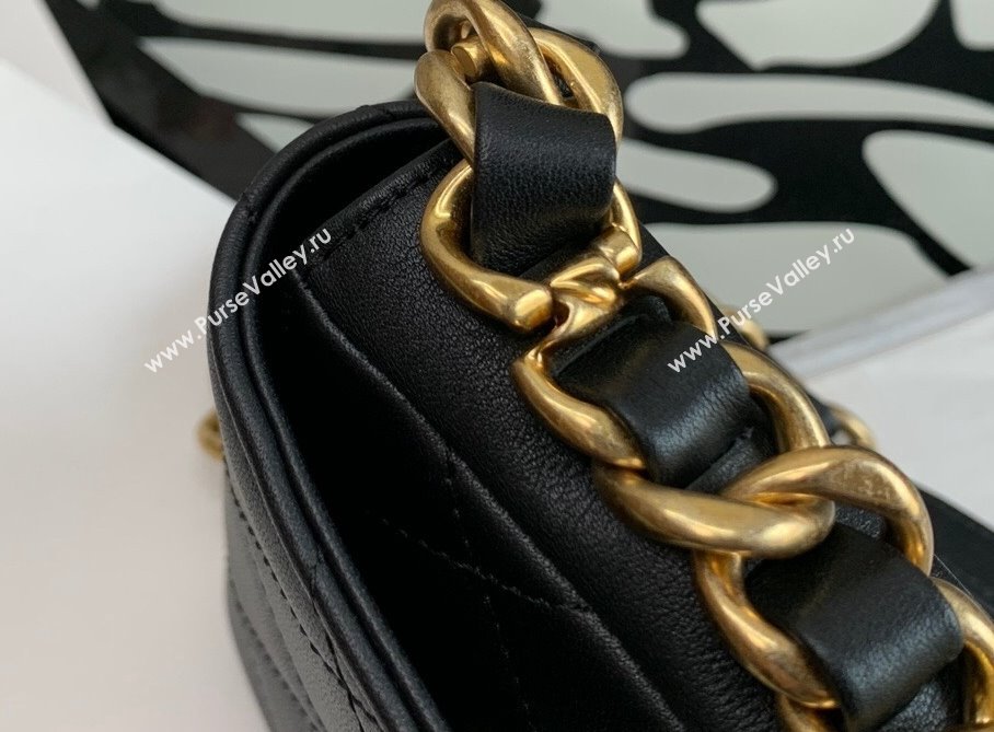 Chanel Calfskin Chain Charm Mini Flap Bag AS2833 Black 2021 (KAIS-21112633)