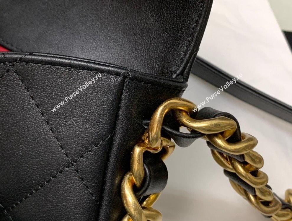 Chanel Calfskin Chain Charm Small Flap Bag AS2831 Black 2021 (XING-21112630)