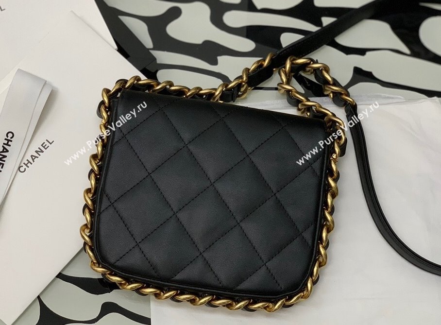 Chanel Calfskin Chain Charm Small Flap Bag AS2831 Black 2021 (XING-21112630)