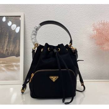 Prada Duet Nylon Bucket Shoulder Bag 1BH038 Black 2025 (nana-251121096)