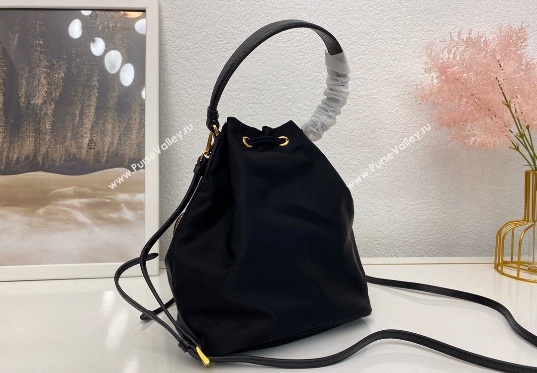 Prada Duet Nylon Bucket Shoulder Bag 1BH038 Black 2025 (nana-251121096)
