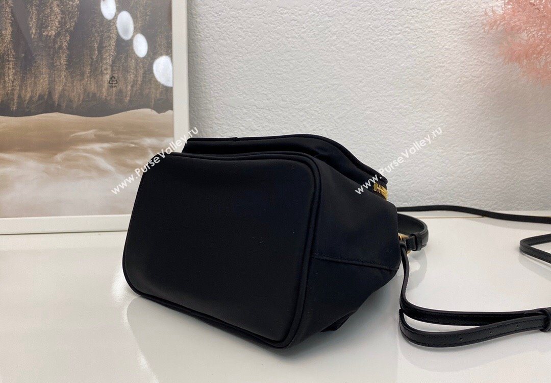 Prada Duet Nylon Bucket Shoulder Bag 1BH038 Black 2025 (nana-251121096)